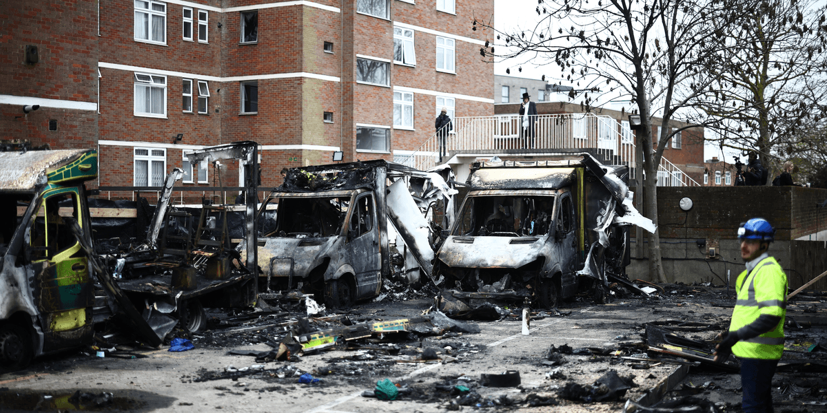 Two men arrested after ambulance arson attack released on bail Two men arrested after ambulance arson attack released on bail