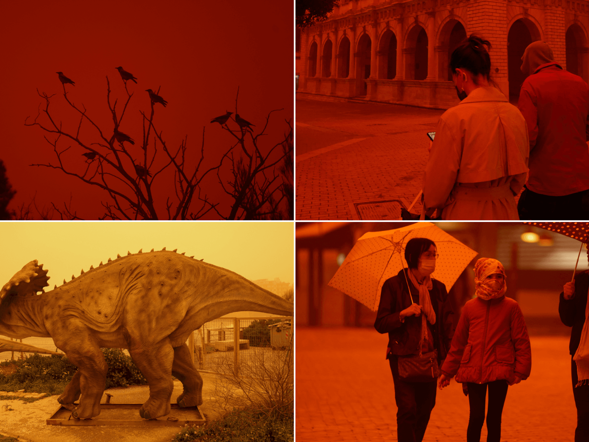 Mediterranean tourist hotspot bathed in blood-red glow as massive dust storm sweeps in