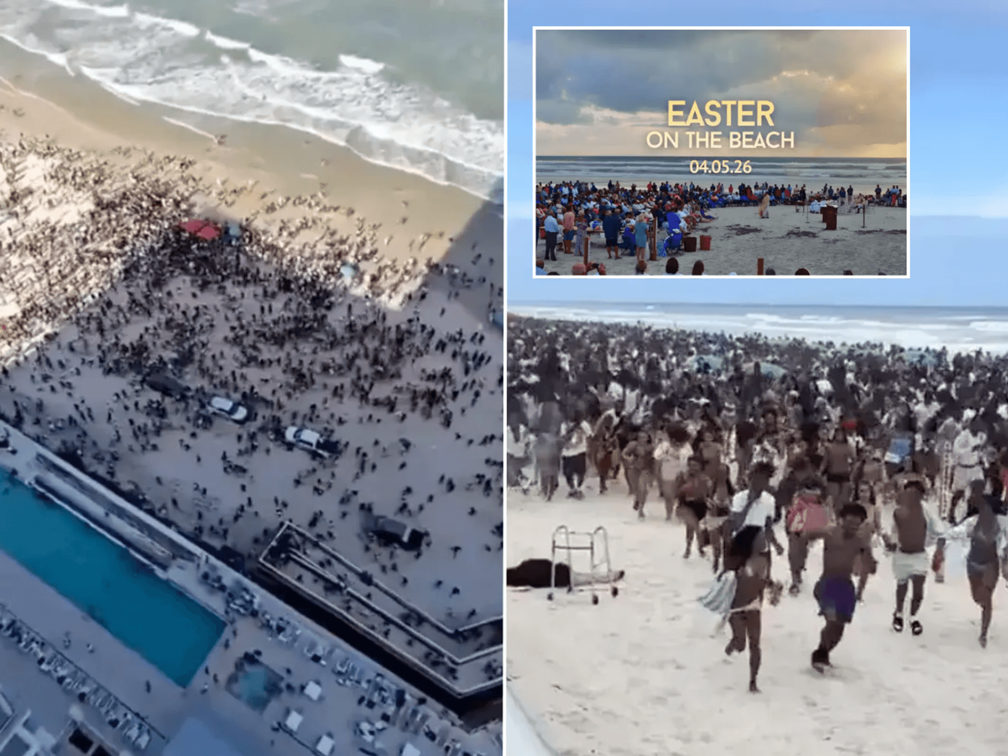 Florida beach once plagued by hordes of feral youths now 'finds God' as it hosts upbeat Easter service