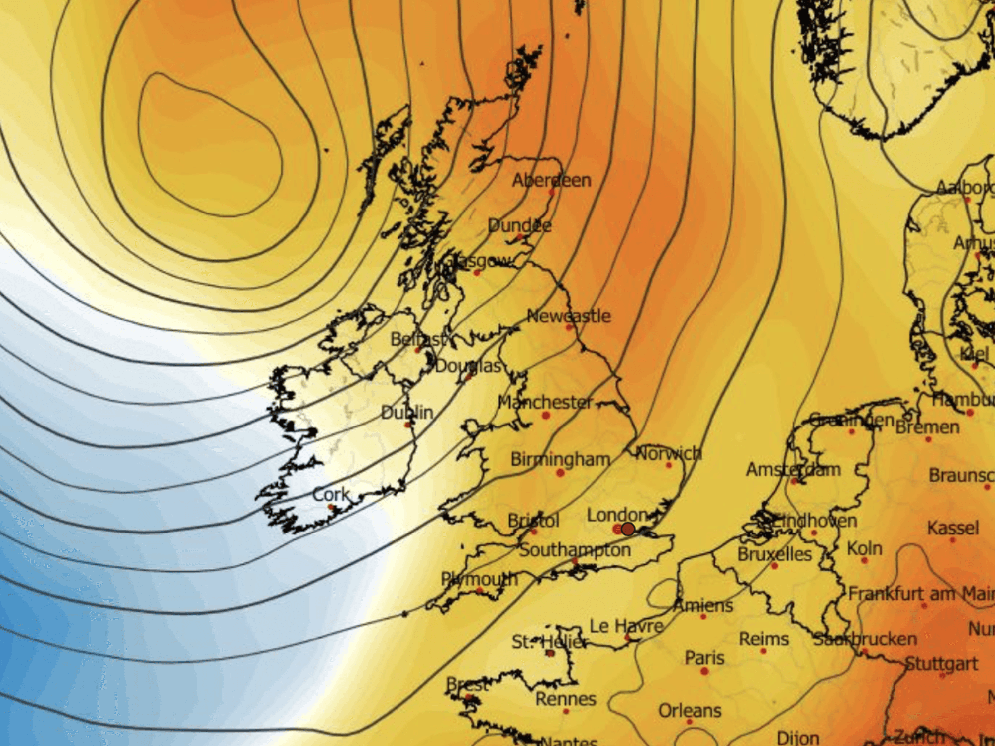 Pressure dome smothering Britain will split nation between summer-like sunshine and icy winds
