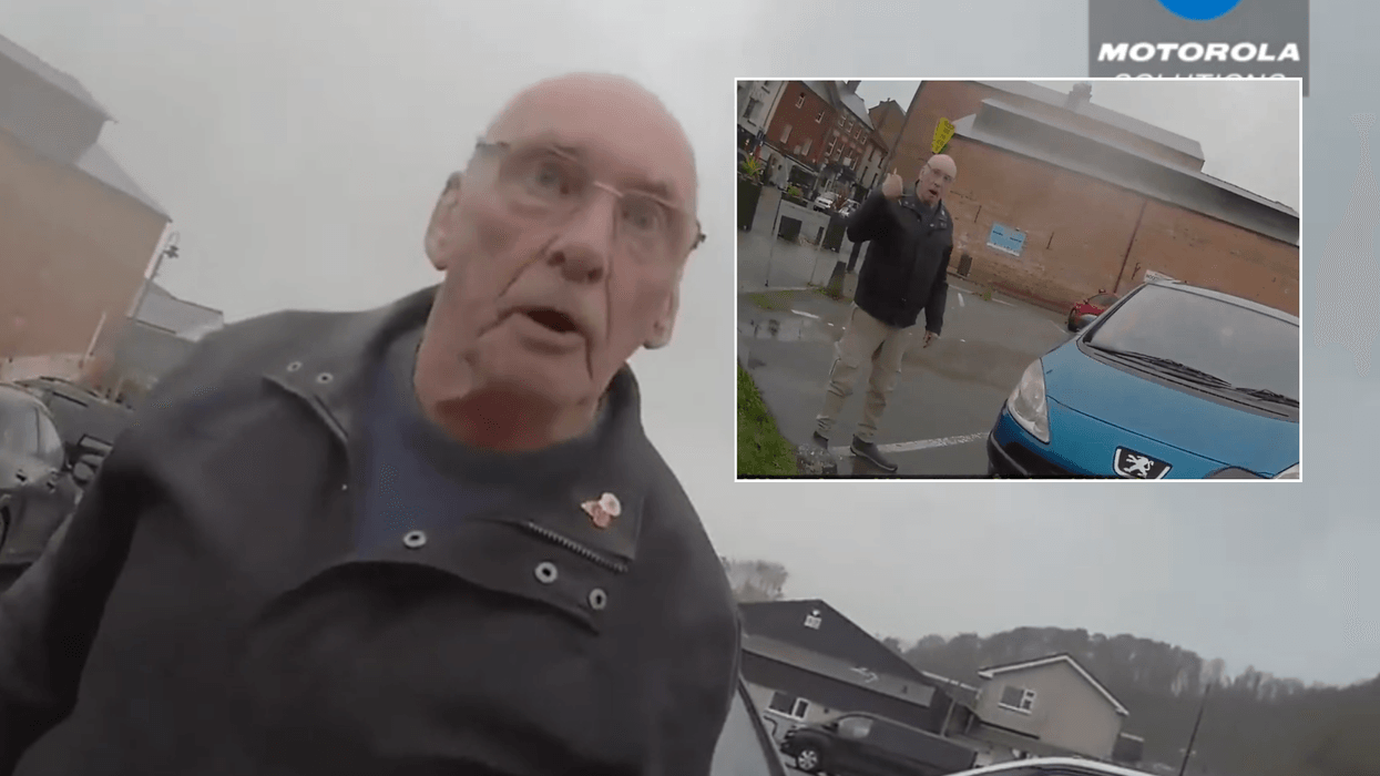 Watch the moment furious 77-year-old slaps traffic warden and threatens to 'lump' her