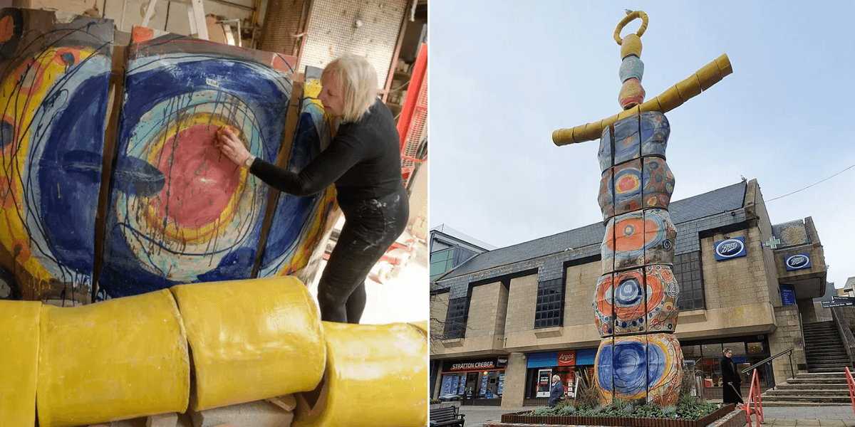 Locals demand hulking 38-foot ‘totem pole’ statue is removed from town square Locals demand hulking 38-foot ‘totem pole’ statue is removed from town square