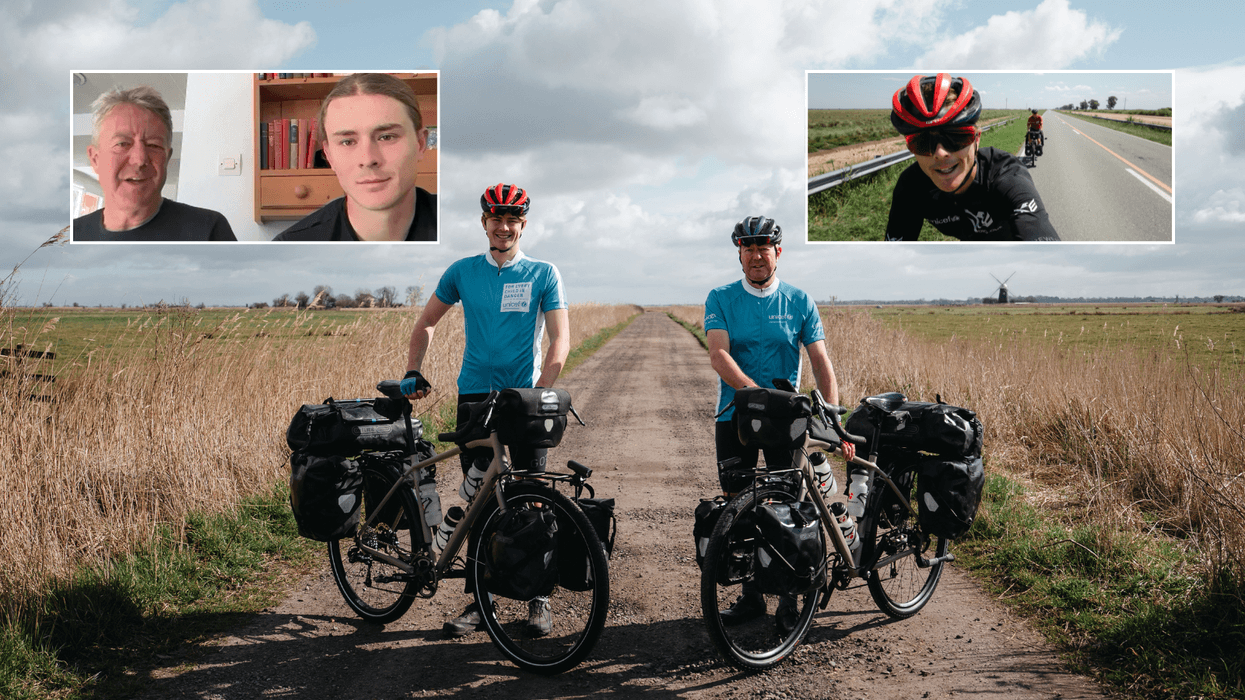 Veteran aims to break three world records as he cycles around the world alongside his son