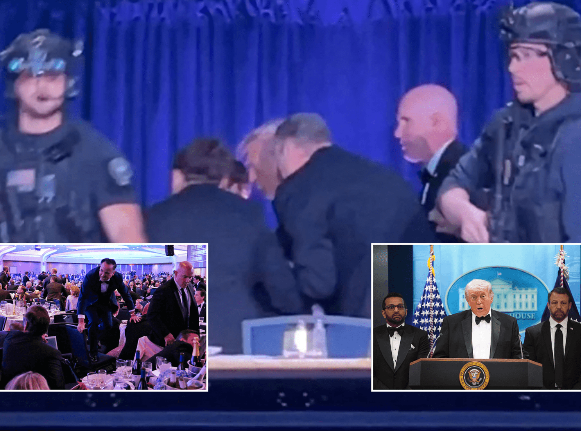 Donald Trump bundled out by Secret Service agents as shots fired at White House Correspondents’ Dinner