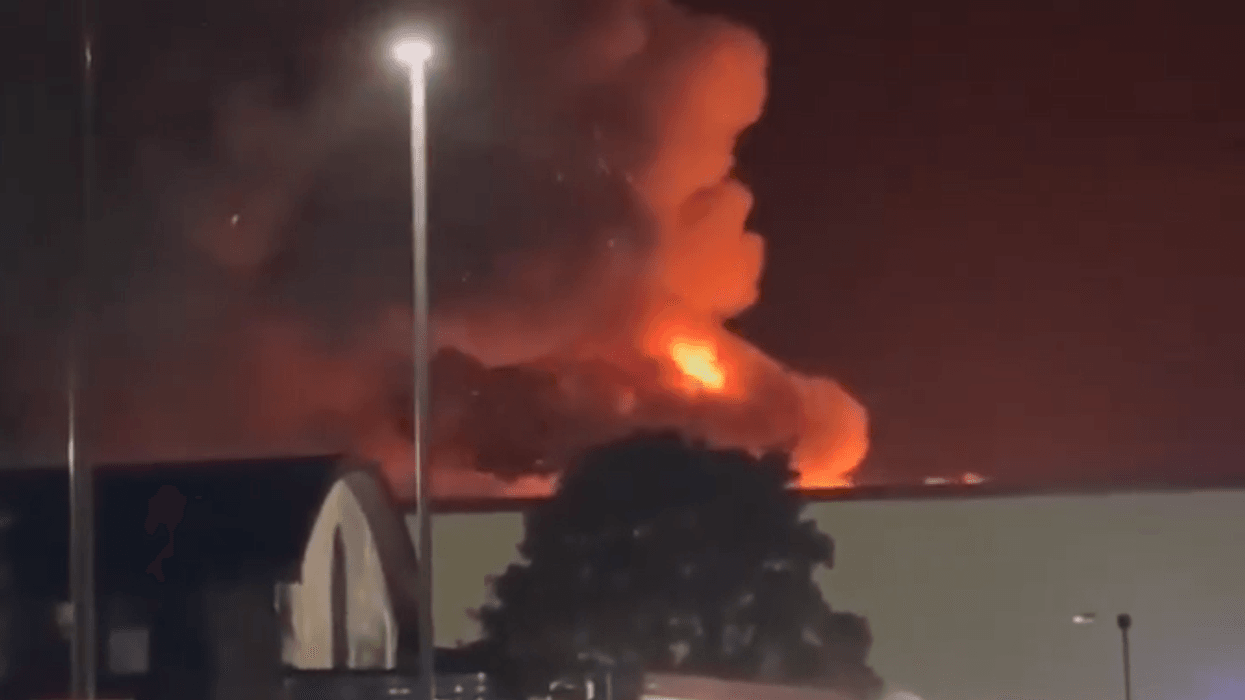 Firefighters tackle huge blaze at RAF base used by US Air Force during Iran war operations