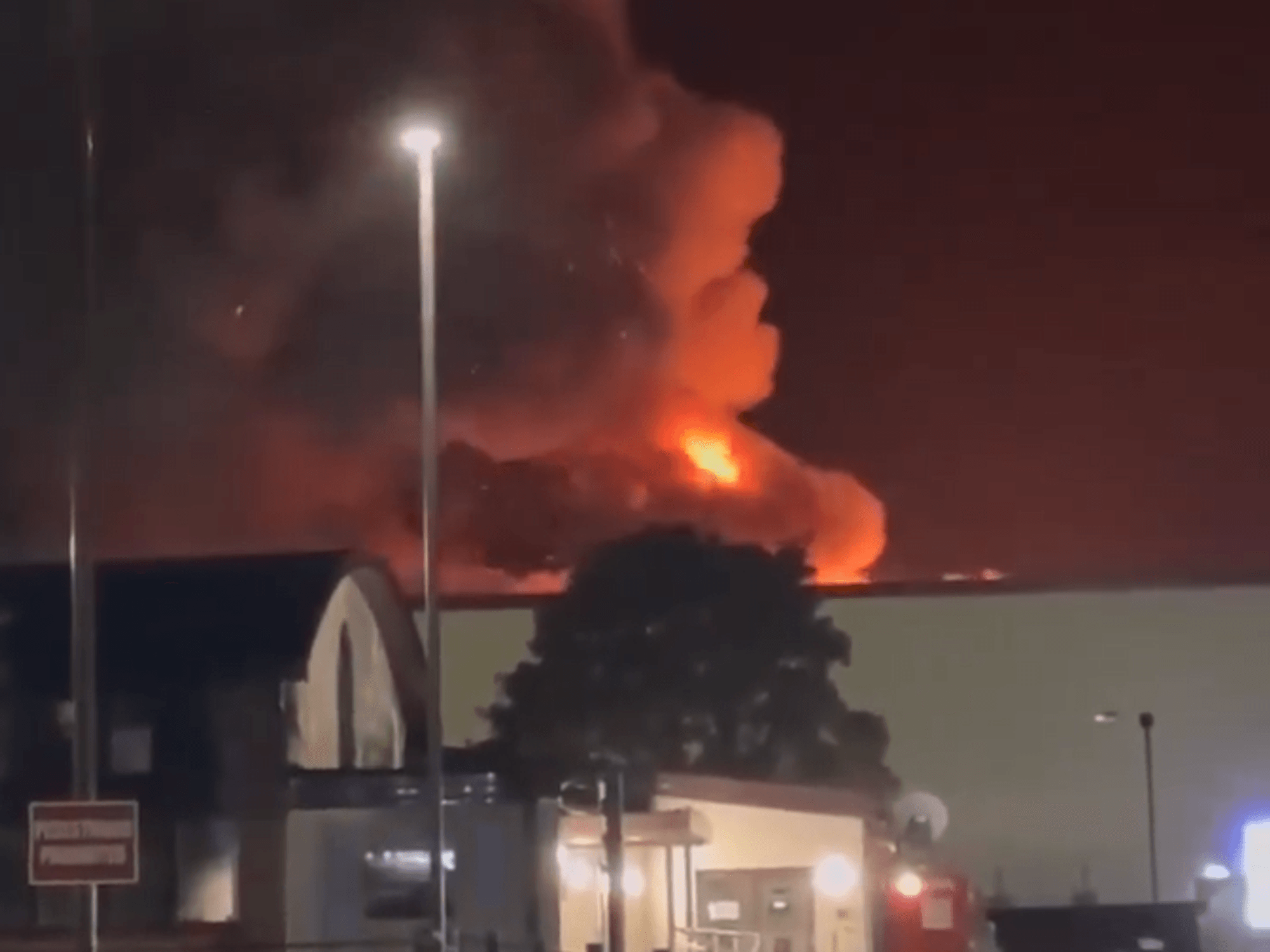 Firefighters tackle huge blaze at RAF base used by US Air Force during Iran war operations