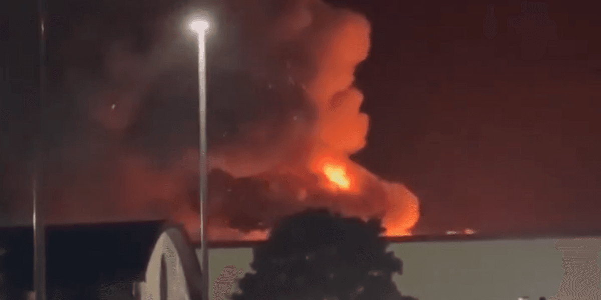 Firefighters tackle huge blaze at base used by US Air Force during Iran war operations Firefighters tackle huge blaze at base used by US Air Force during Iran war operations