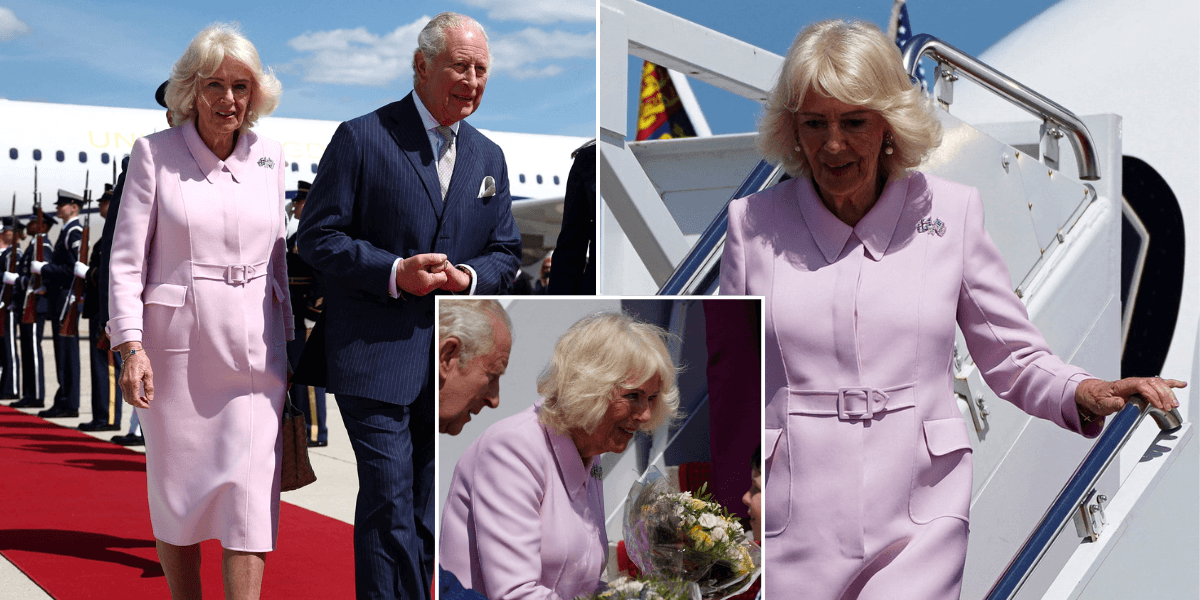 Queen Camilla appears to send hidden message with jewellery amid US arrival Queen Camilla appears to send hidden message with jewellery amid US arrival