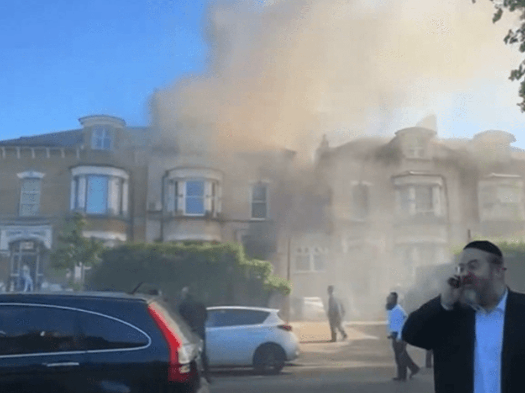 North London residents watch in horror as fire engulfs building near synagogue