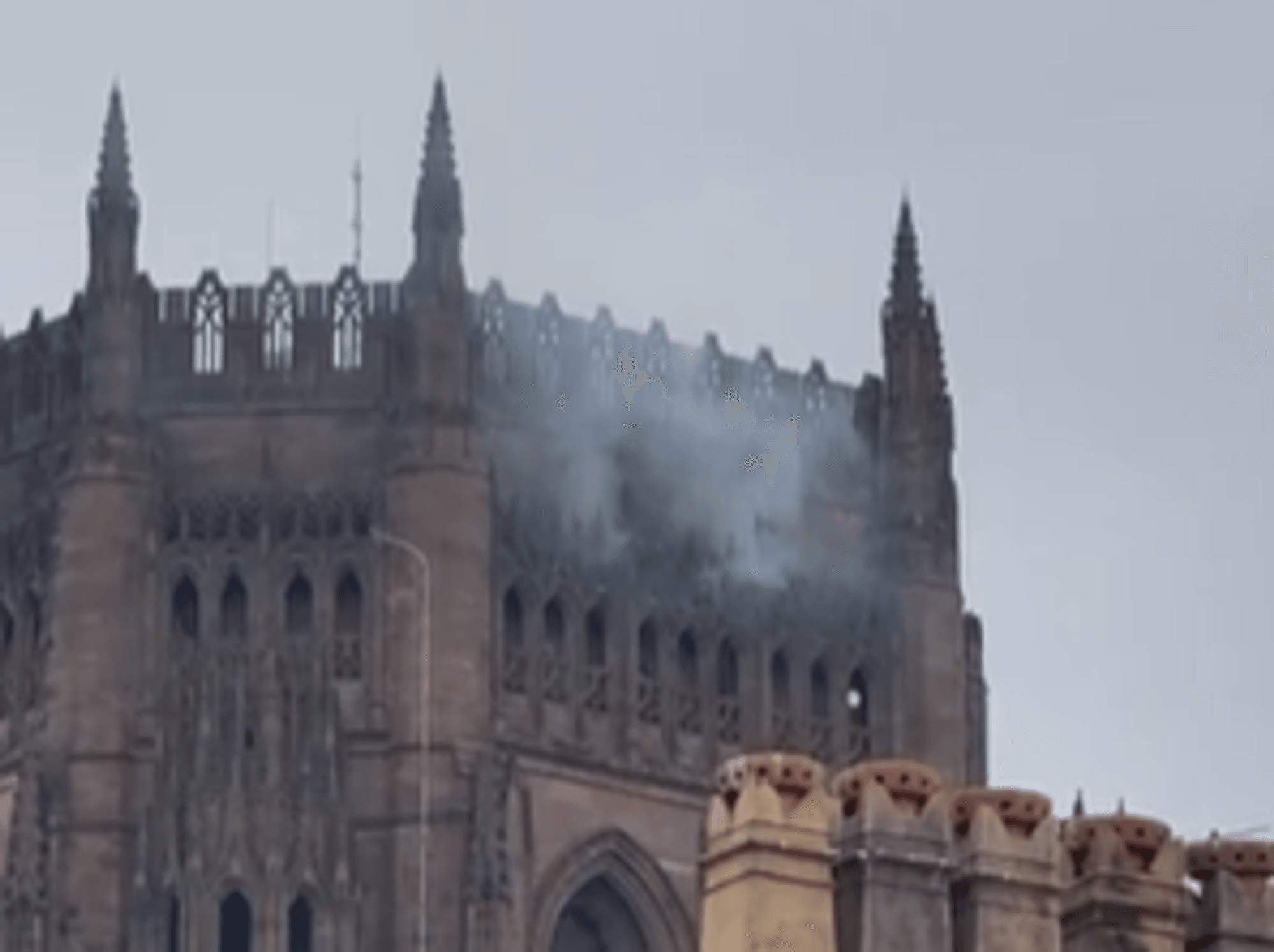 Smoke rises from Liverpool Anglican Cathedral as fire crews tell residents and tourists to 'stay away'