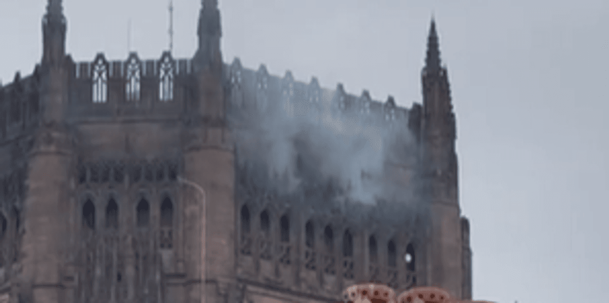 Liverpool Anglican Cathedral on fire as crews tell residents and tourists to ‘stay away’ Liverpool Anglican Cathedral on fire as crews tell residents and tourists to ‘stay away’
