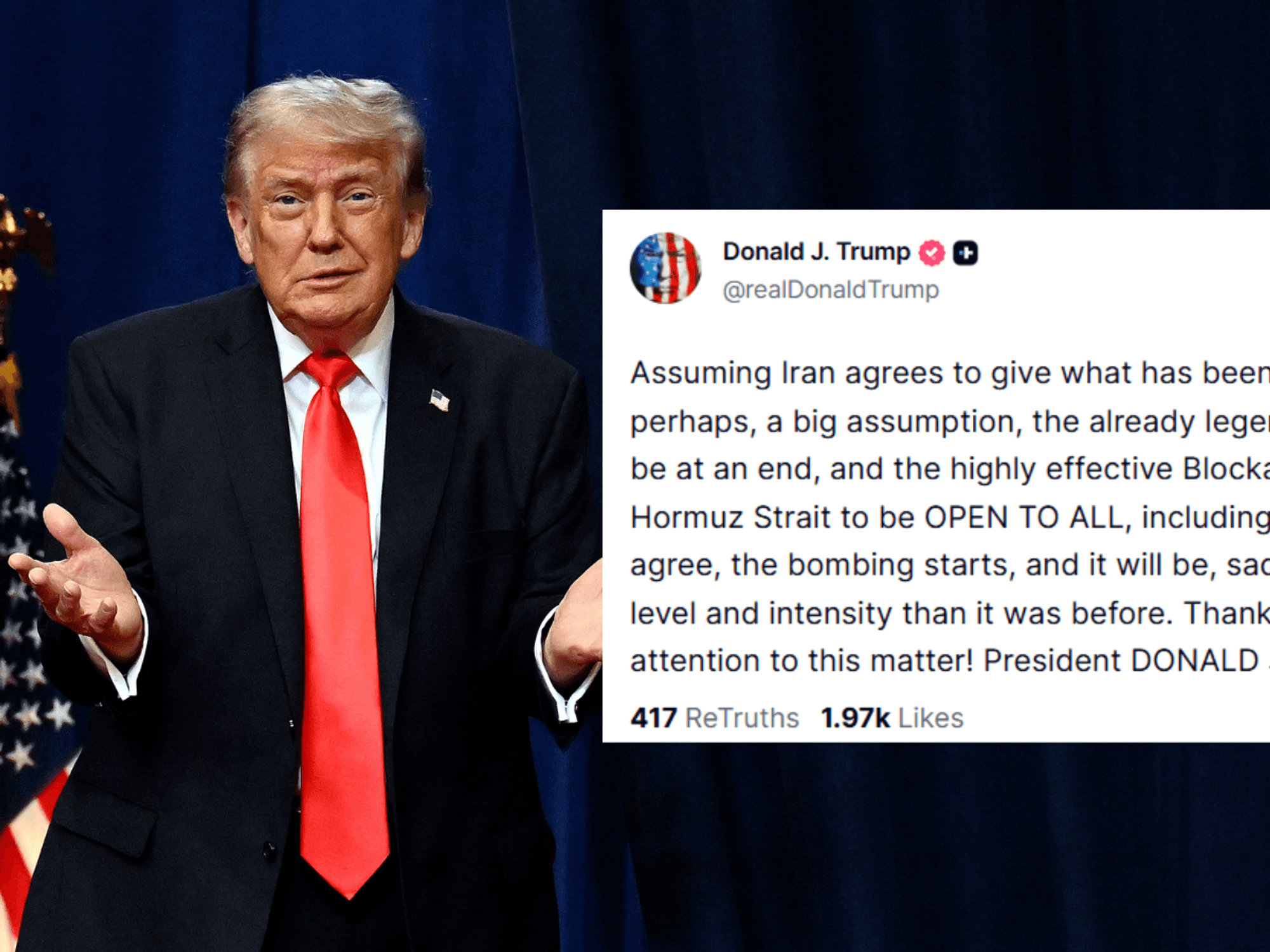 Donald Trump hails imminent end of 'legendary' Iran war campaign with hope Strait of Hormuz reopens