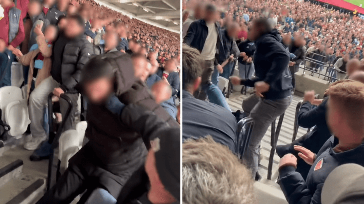 Arsenal fan appears to be thrown down stairs in explosive incident from West Ham match