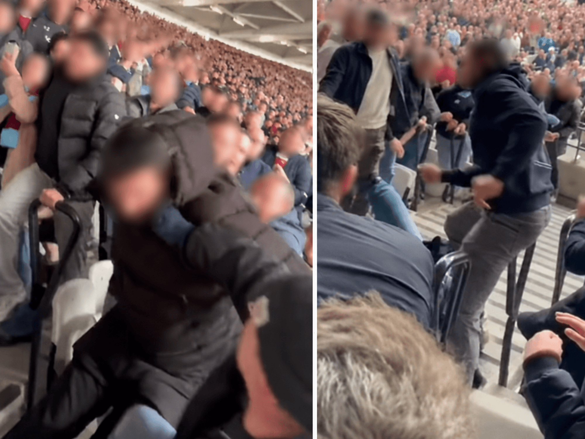 Arsenal fan appears to be thrown down stairs in explosive incident from West Ham match