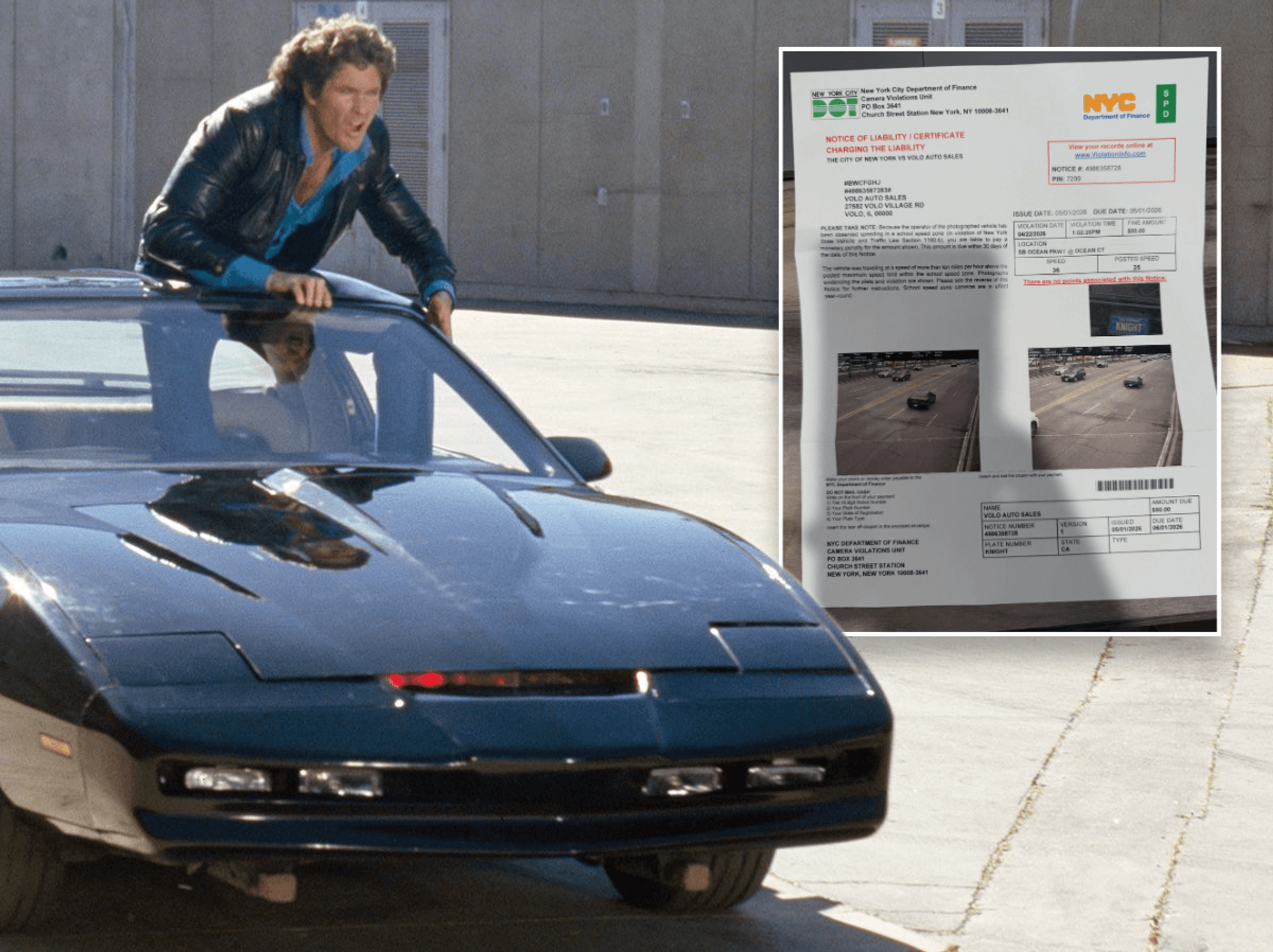 Iconic Knight Rider car caught SPEEDING through streets of New York - despite being locked in mus...