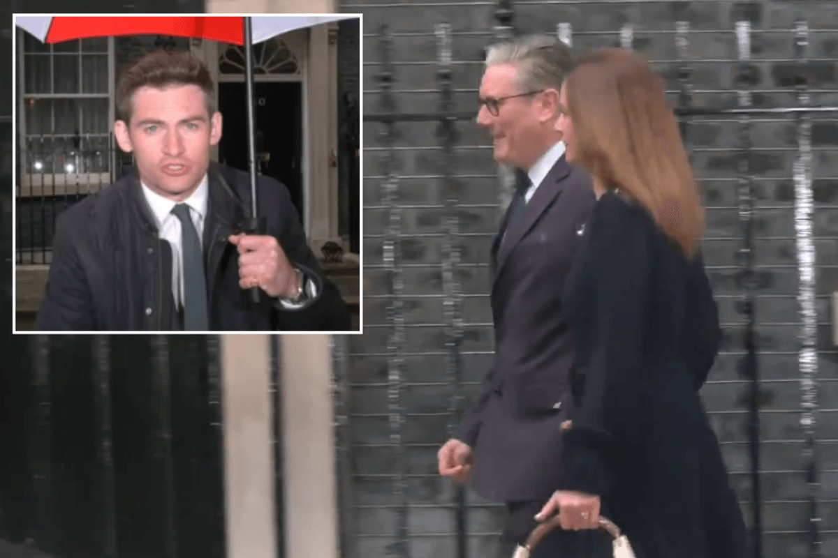 Watch the moment Keir Starmer drenched by rain leaving No10 for King’s Speech: ‘No better metaphor!’