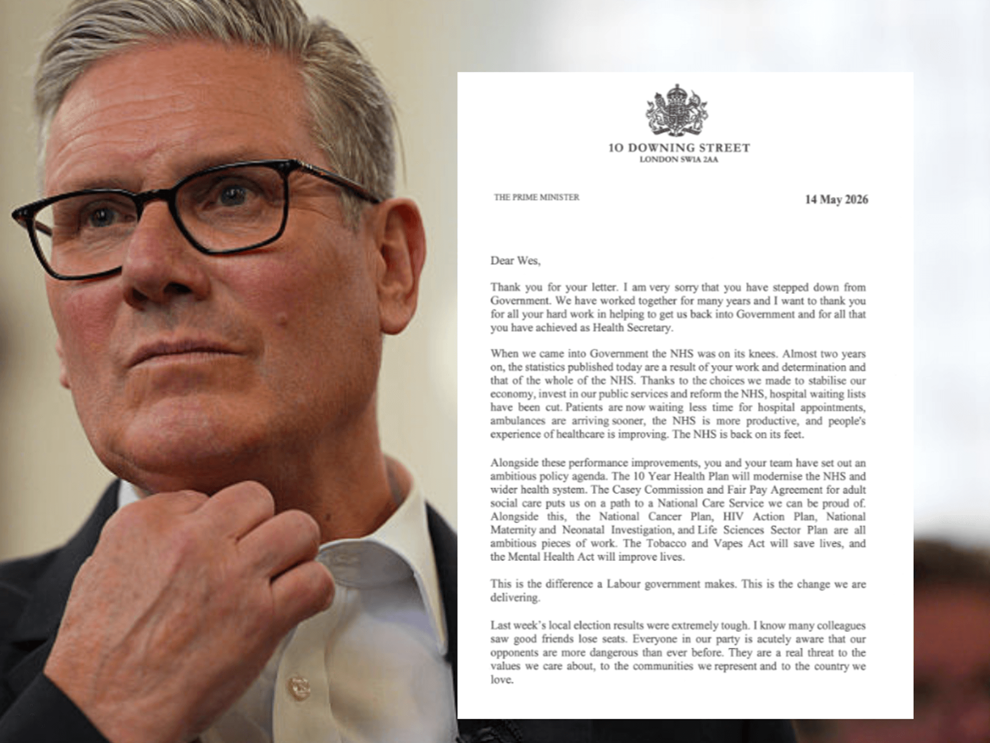 Keir Starmer responds to Wes Streeting after Cabinet resignation - Letter in full