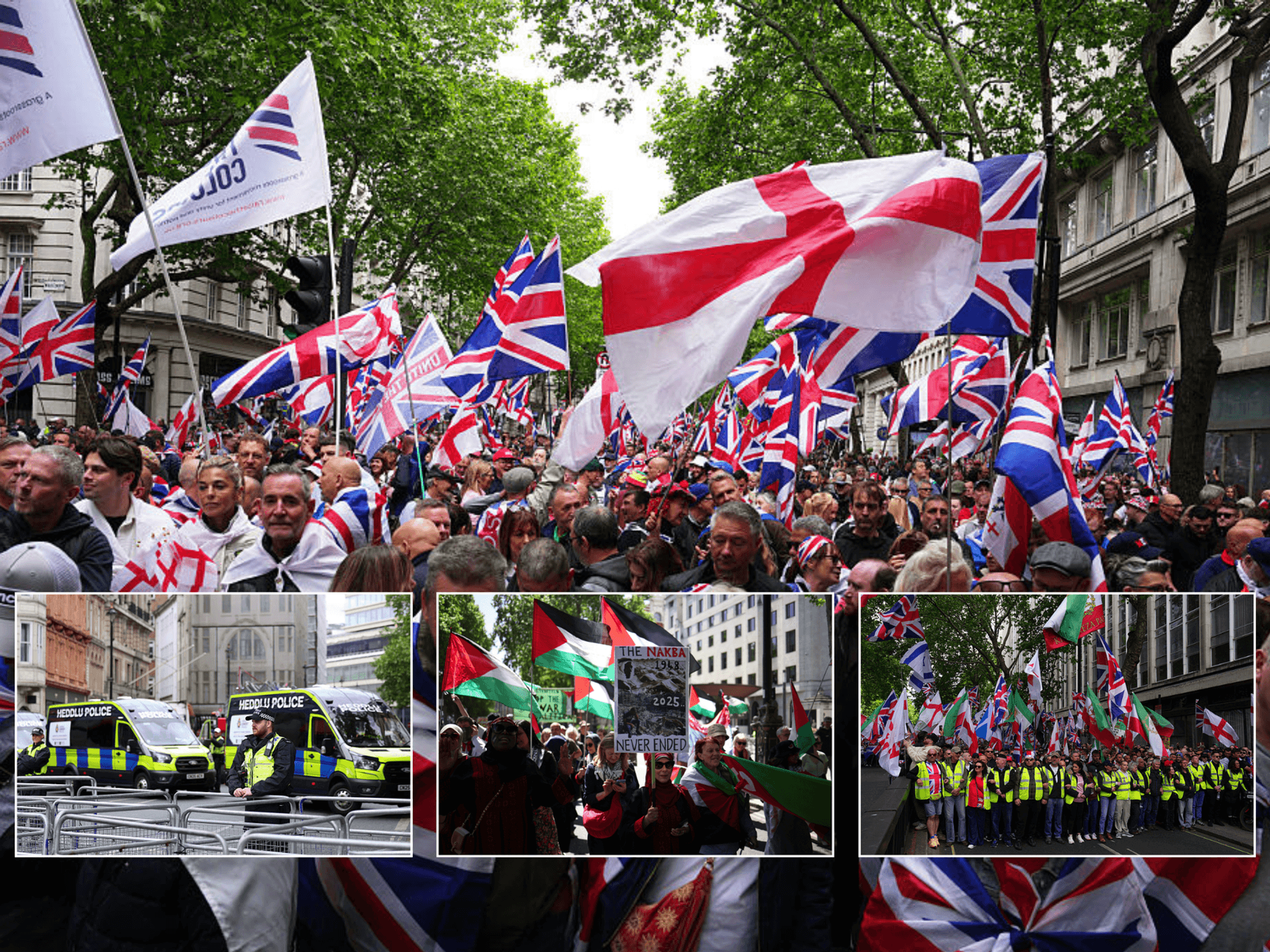 Unite the Kingdom and pro-Palestine protesters descend on London as police launch 'unprecedented'...