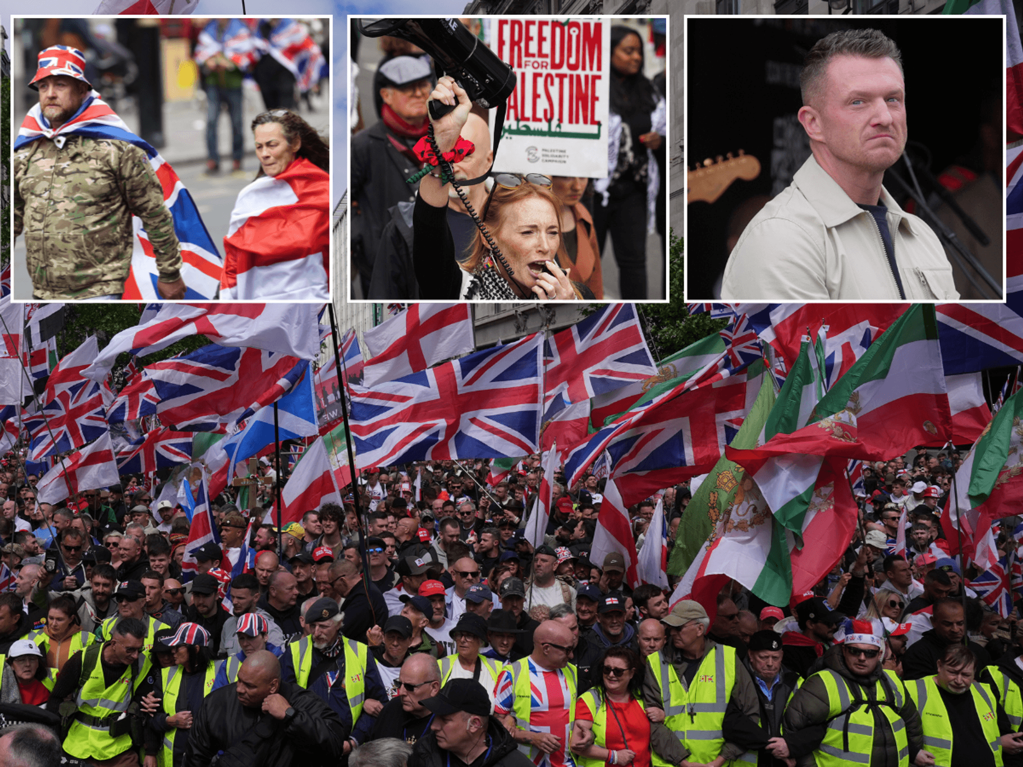 'Battle of Britain': Unite the Kingdom rally and pro-Palestine march draw enormous crowds to Lond...