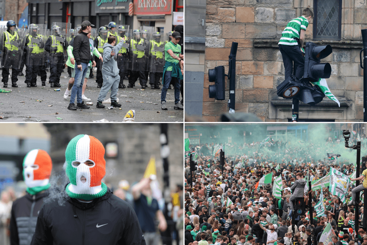 Police injured as 'serious disorder' erupts among marauding Celtic fans after title win