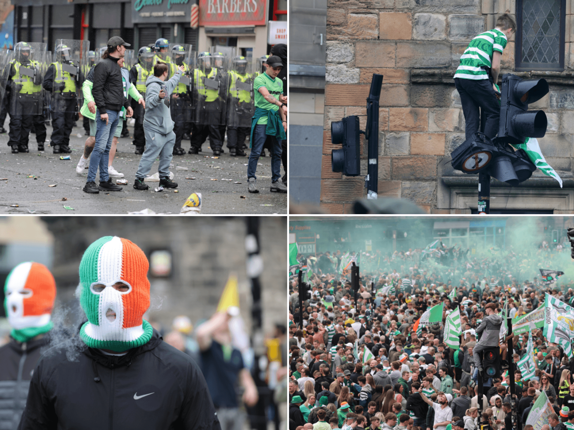 Police injured as 'serious disorder' erupts among marauding Celtic fans after title win