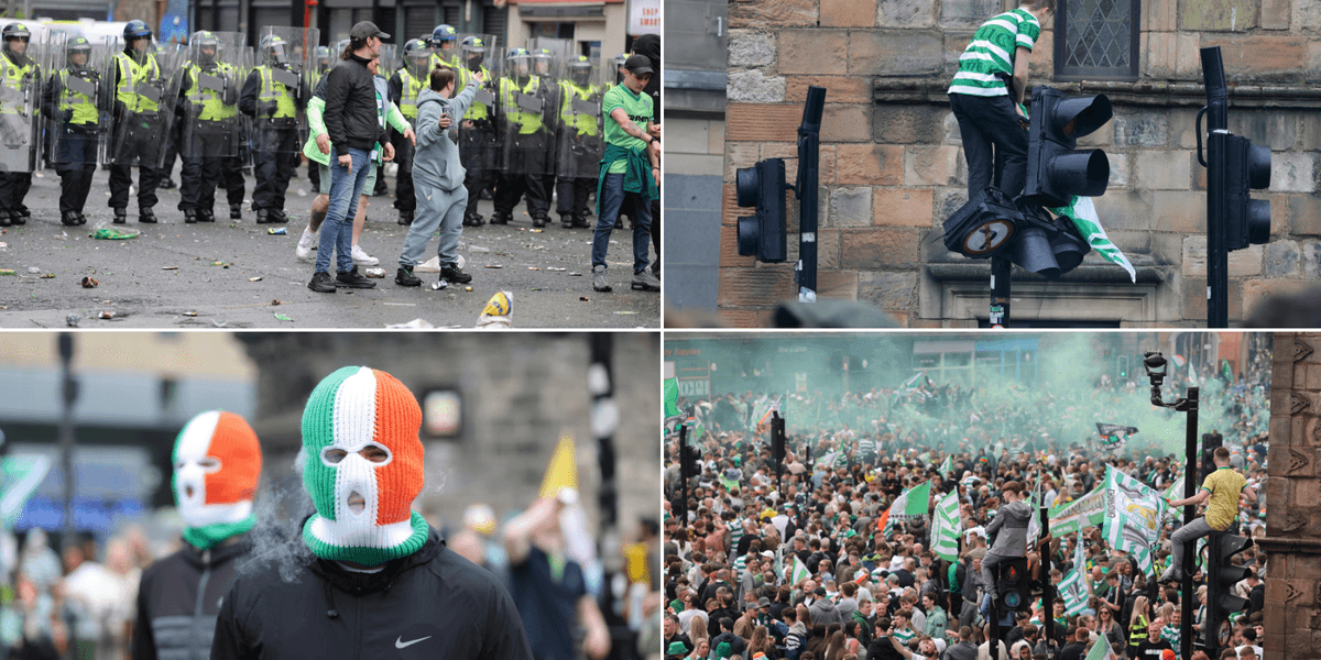 Police injured as ‘serious disorder’ erupts among marauding Celtic fans after title win Police injured as ‘serious disorder’ erupts among marauding Celtic fans after title win