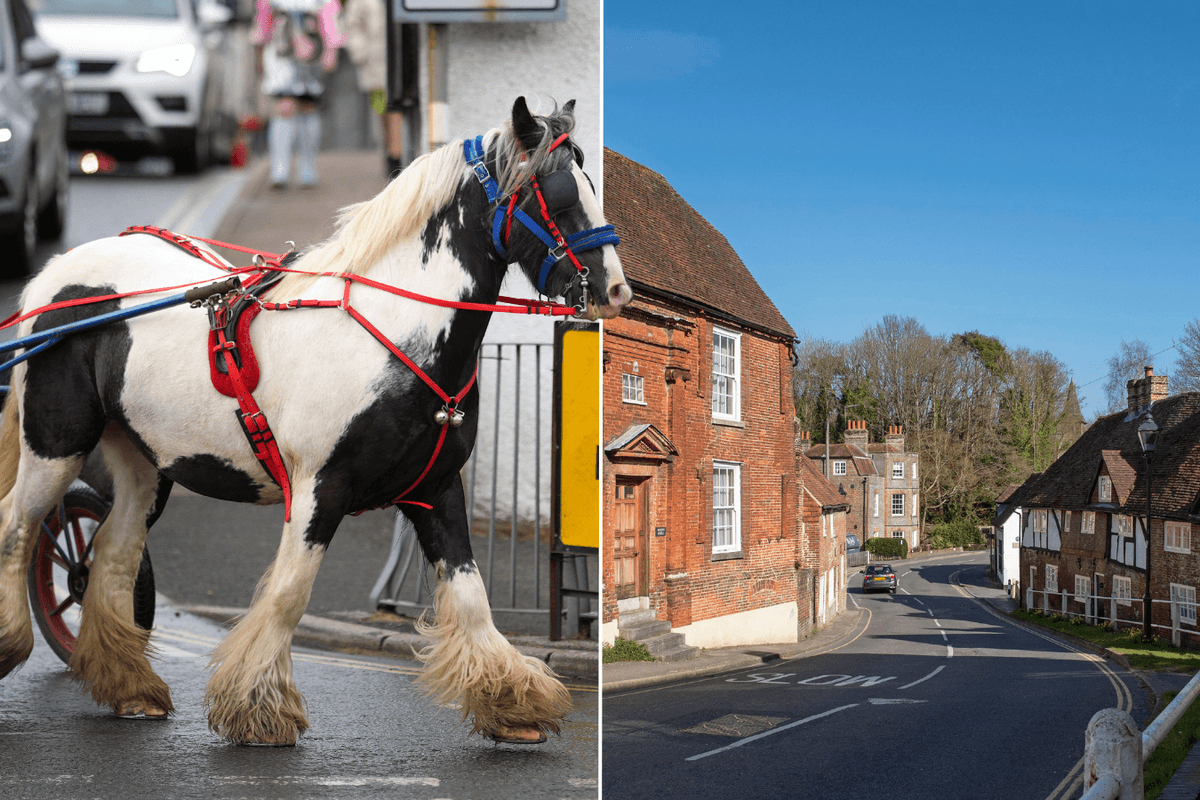Fearful village forced to shut up shop while hundreds of travellers parade through streets