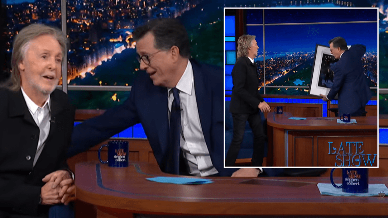 Sir Paul McCartney gives Stephen Colbert heartfelt gift as The Beatles icon takes part in US talk show host's final show