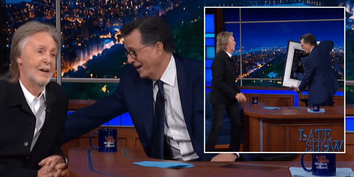 Sir Paul McCartney gives Stephen Colbert heartfelt gift as The Beatles icon takes part in US talk show host’s final show Sir Paul McCartney gives Stephen Colbert heartfelt gift as The Beatles icon takes part in US talk show host’s final show