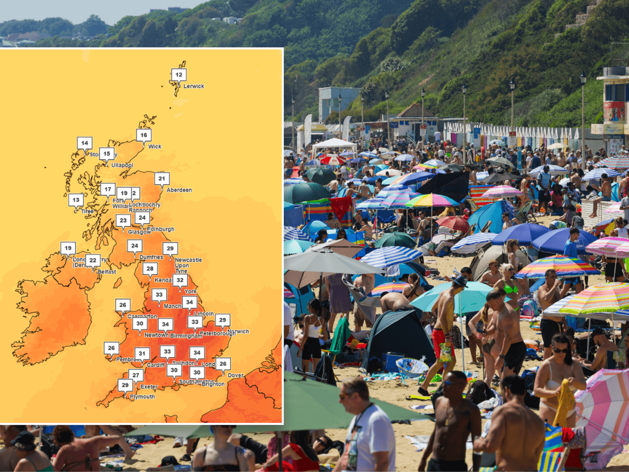 Britain set to enjoy 'historic' heat on 35C Bank Holiday Monday - before thunderstorms sweep in