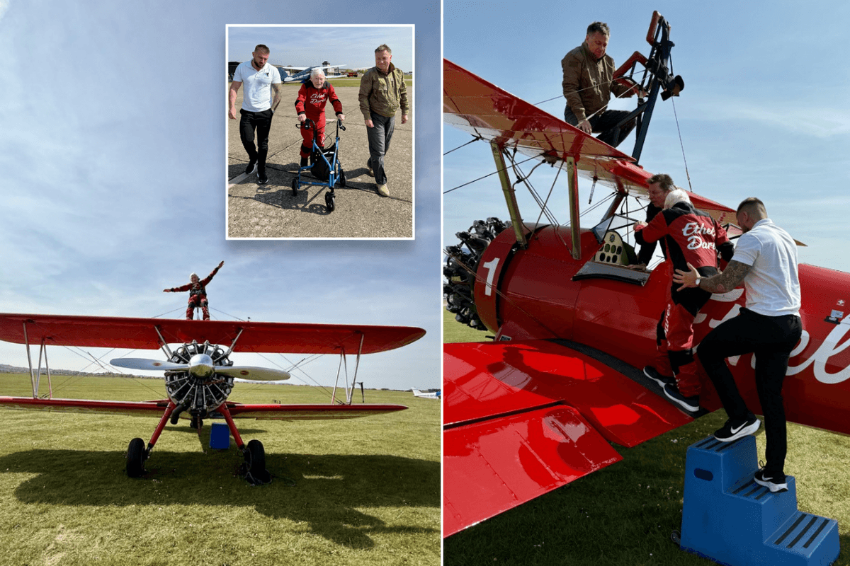 British pensioner becomes world's oldest wing walker just days before 99th birthday