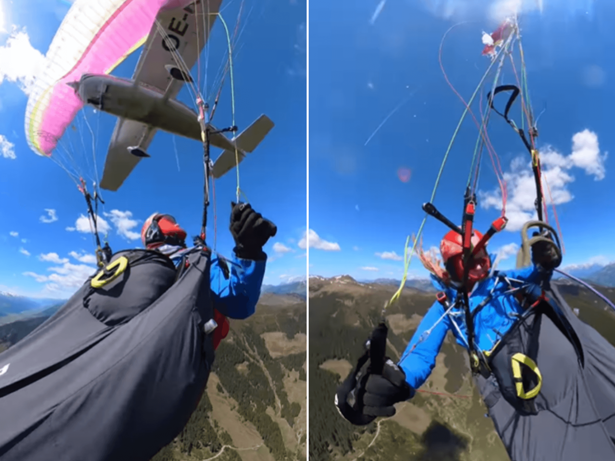 Horror in the air as small plane SLICES woman's paraglider sending her plummeting to Earth