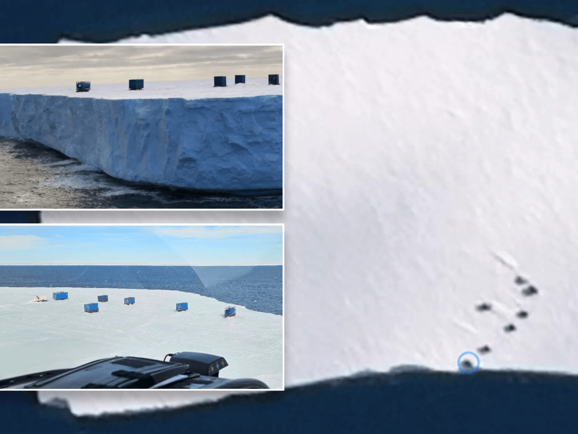 Antarctic researchers left without fuel or shelter after accommodation floats away on giant iceberg