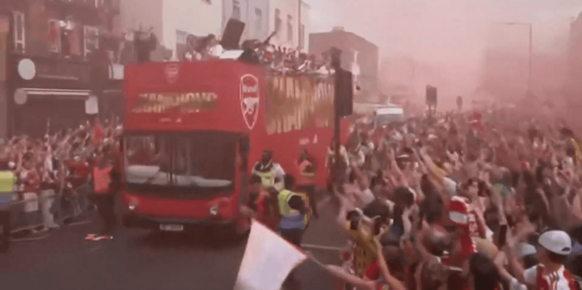 WATCH: Thousands of Arsenal fans line the streets of London for celebratory bus parade