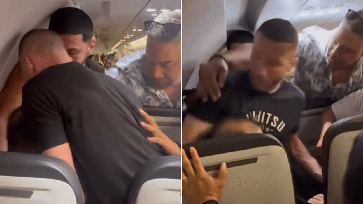 Rampaging passenger tries to jump out of jumbo jet mid-flight as horrified flyers look on