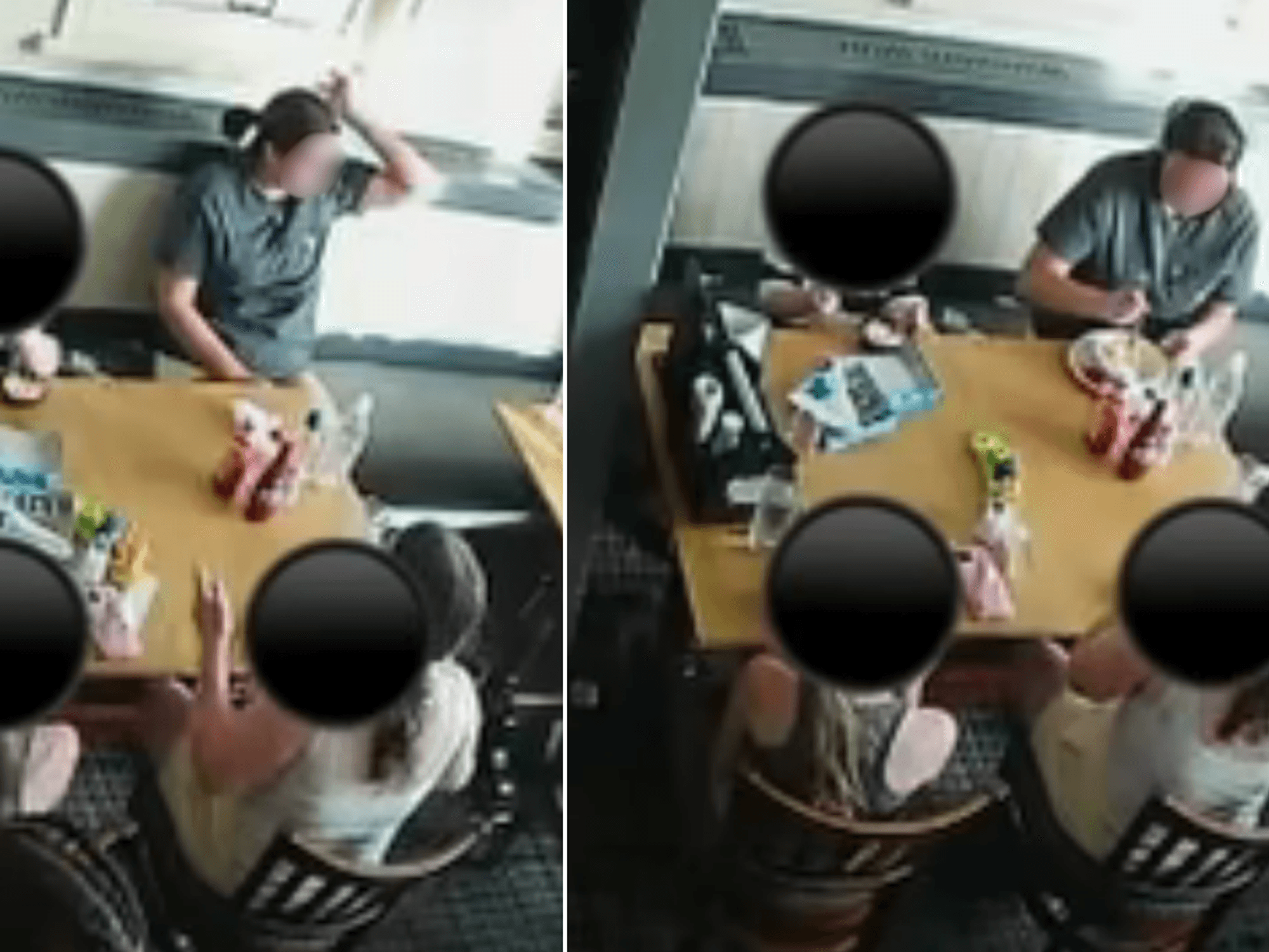 Woman caught on CCTV 'stirring HAIR into child's macaroni before demanding free meal'