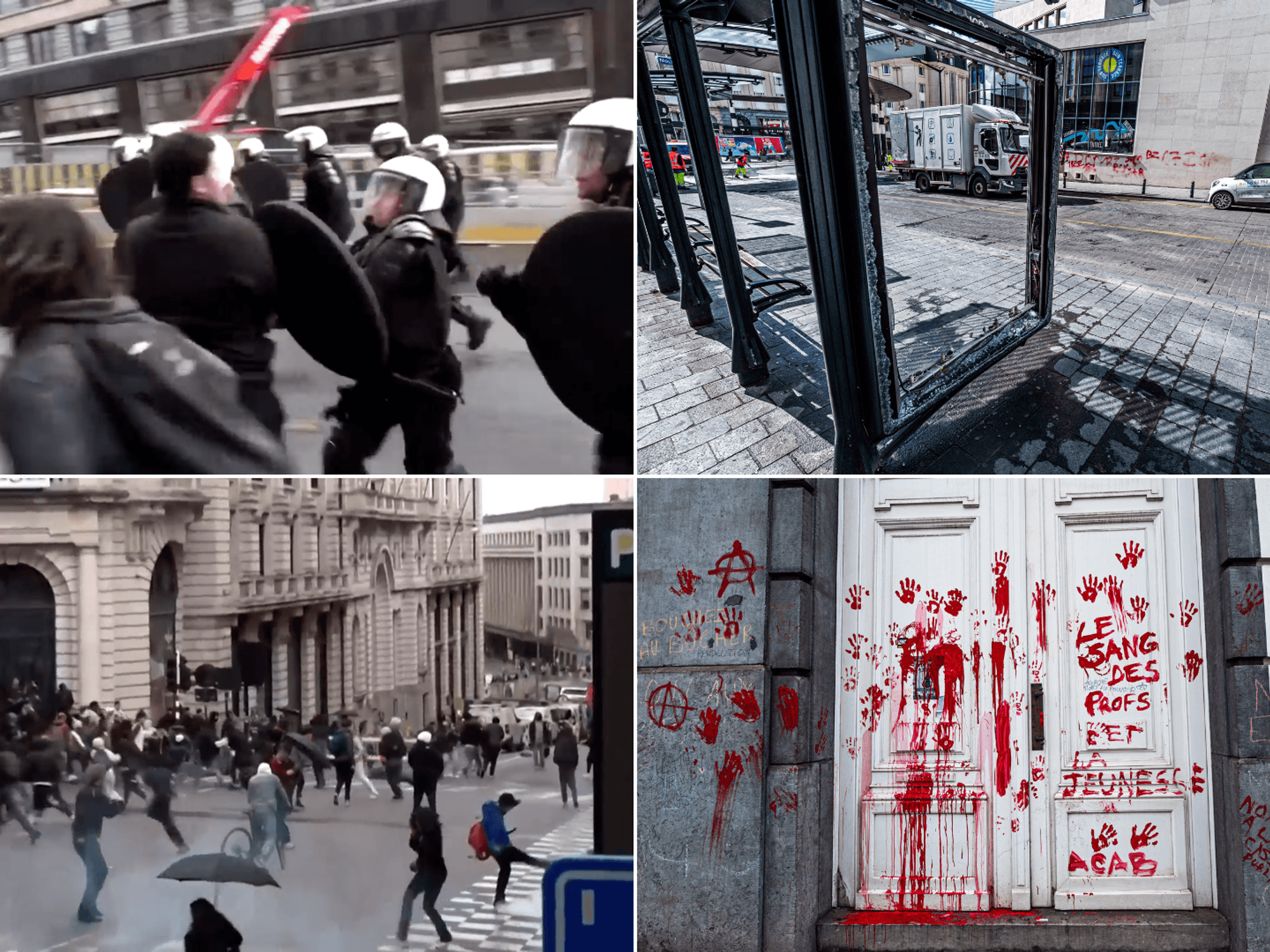 Hordes of hooded men set Brussels ablaze as violent riots rip through Belgian capital