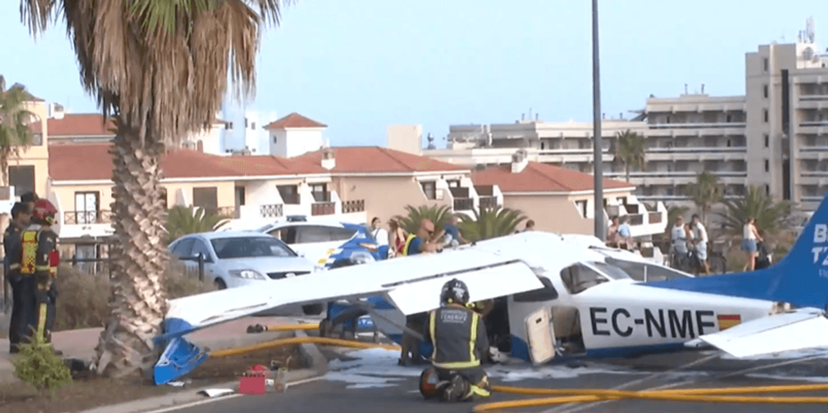 Plane plummets onto packed road near Spanish holiday hotspot just moments after take-off