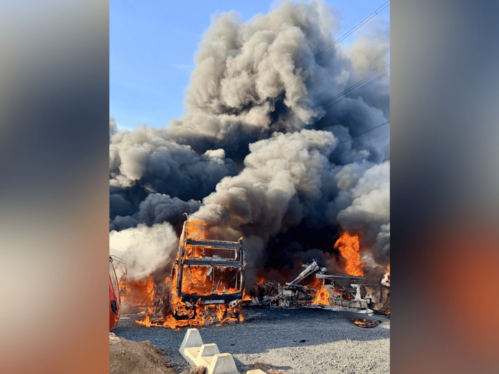 Essex bus depot engulfed in flames with 12 double-decker buses on fire