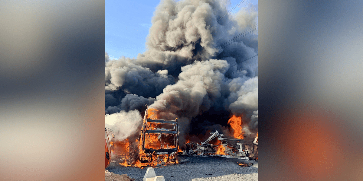 Essex bus depot engulfed in flames with 12 double-decker buses on fire Essex bus depot engulfed in flames with 12 double-decker buses on fire