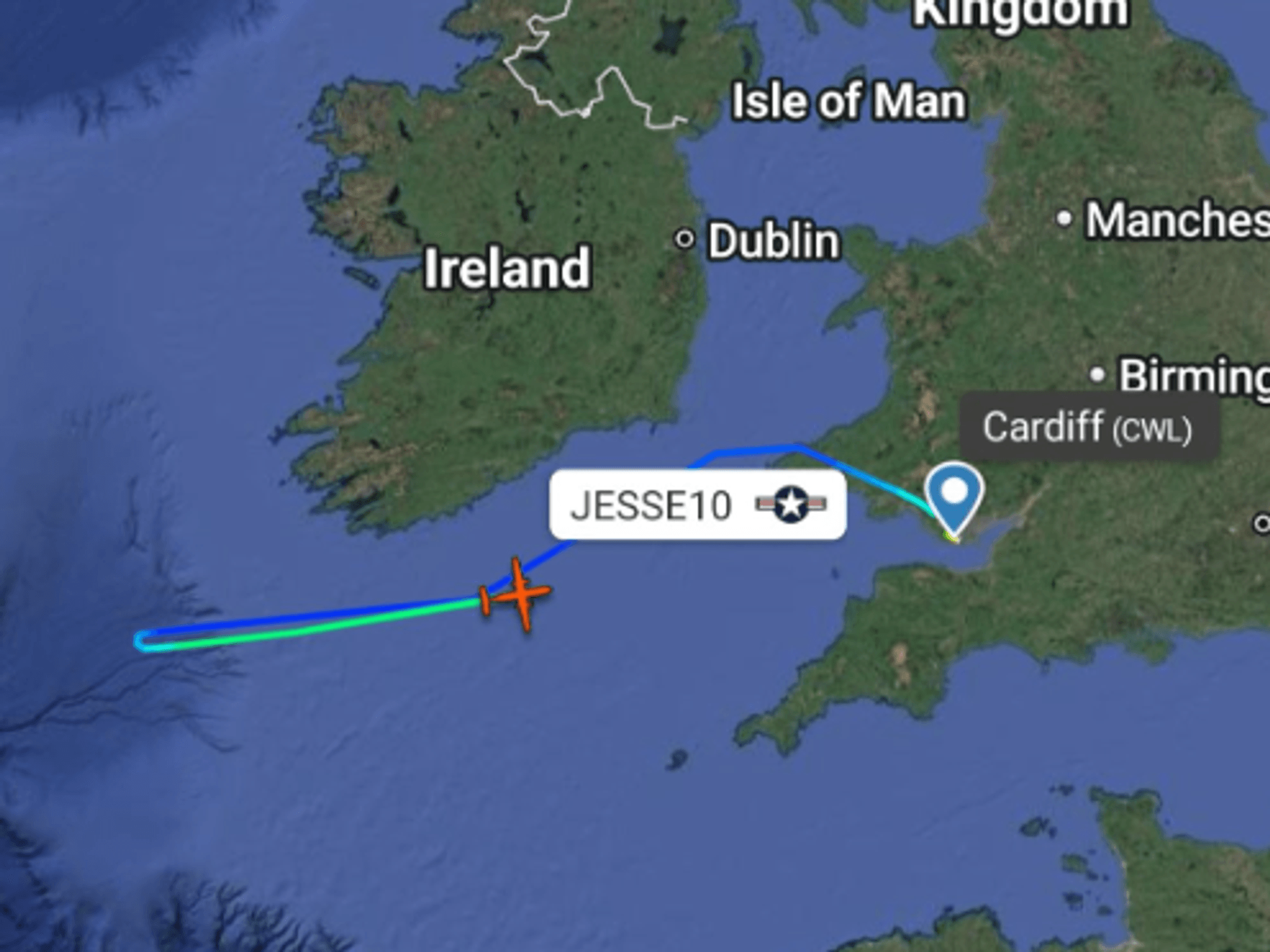 US military jet declares mid-flight emergency off Welsh coast