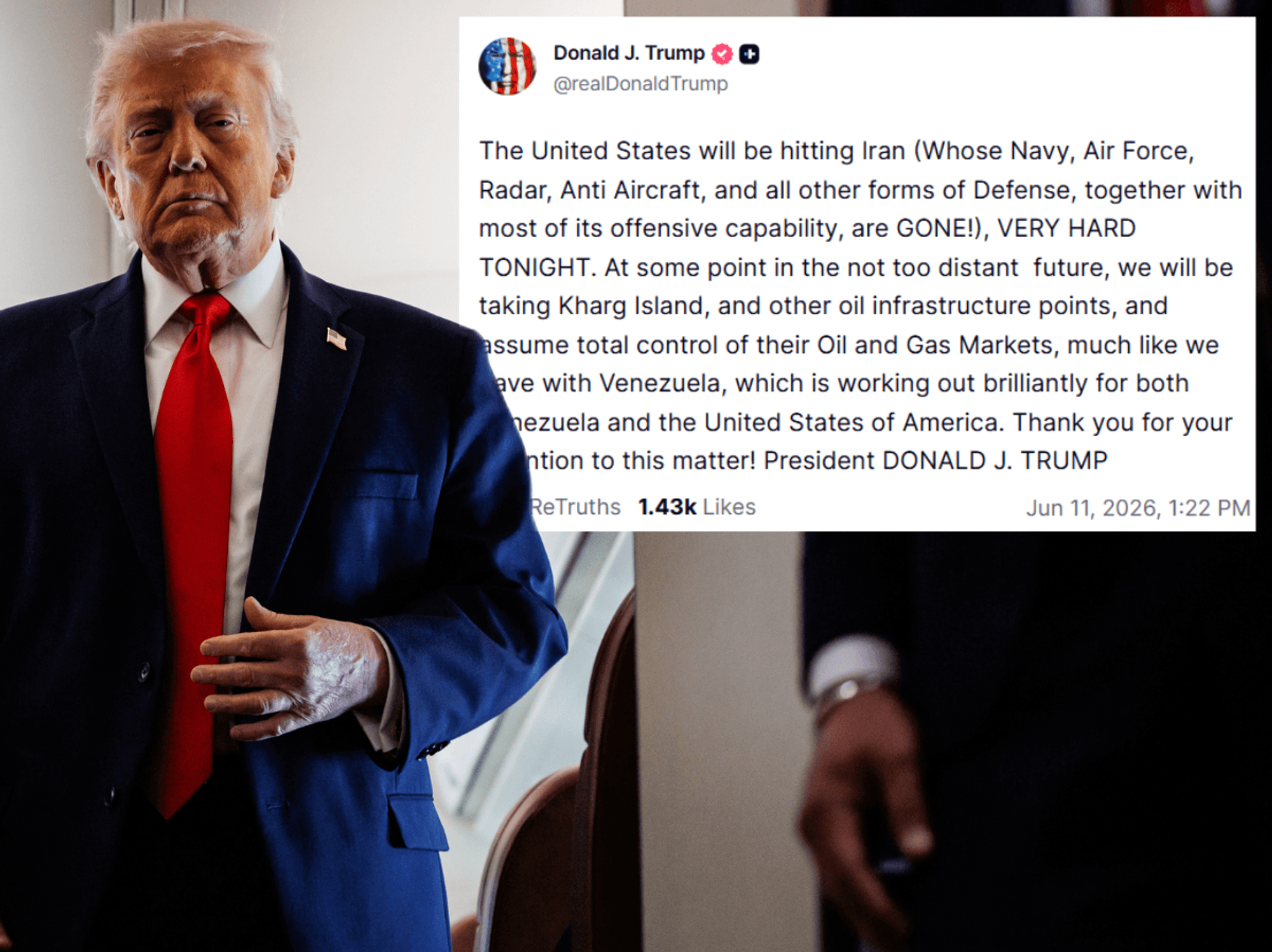 Donald Trump issues chilling threat that US will capture Iranian land 'in not so distant future'