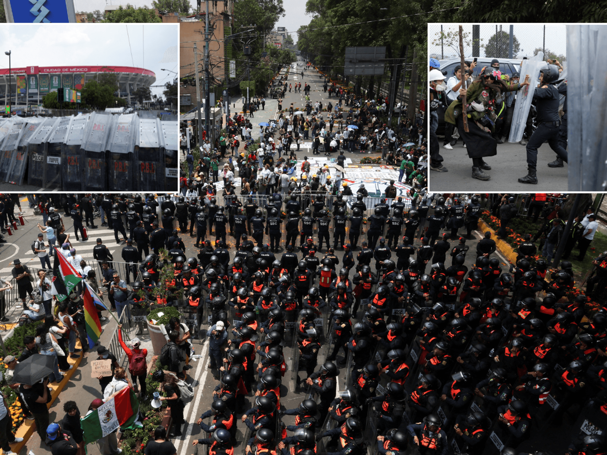 World Cup chaos as rampaging protesters fight riot police and man suffers heart attack outside stadium
