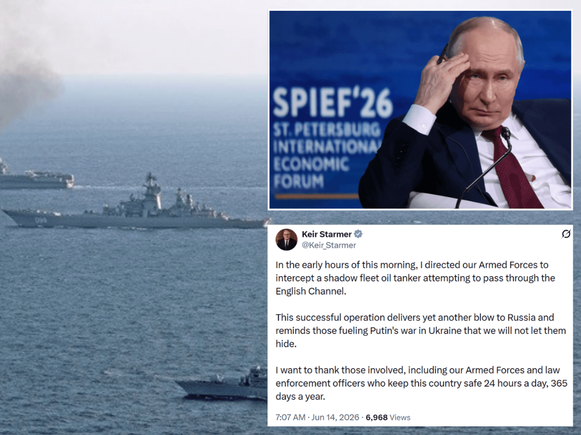 Britain intercepts Russian tanker attempting to breach English Channel as Keir Starmer describes ...