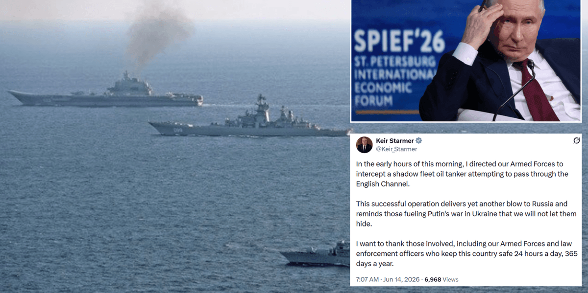 Britain intercepts Russian tanker attempting to breach English Channel as Keir Starmer describes move as 'blow' to Vladimir Putin