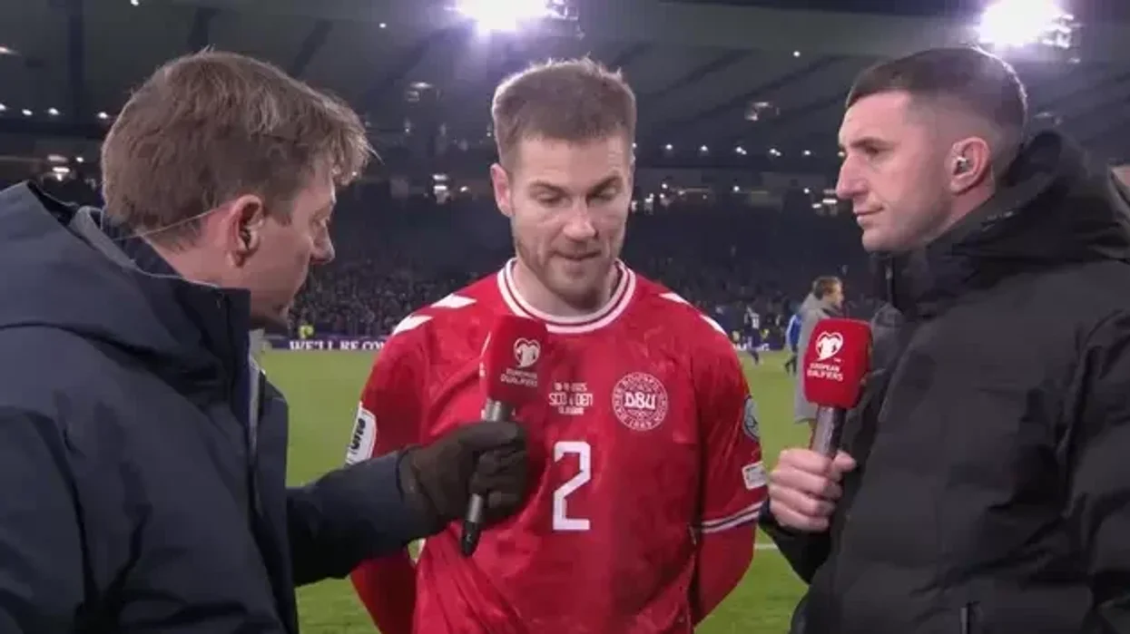 Denmark star swears in furious interview after 'freak goal' as Scotland reach 2026 World Cup