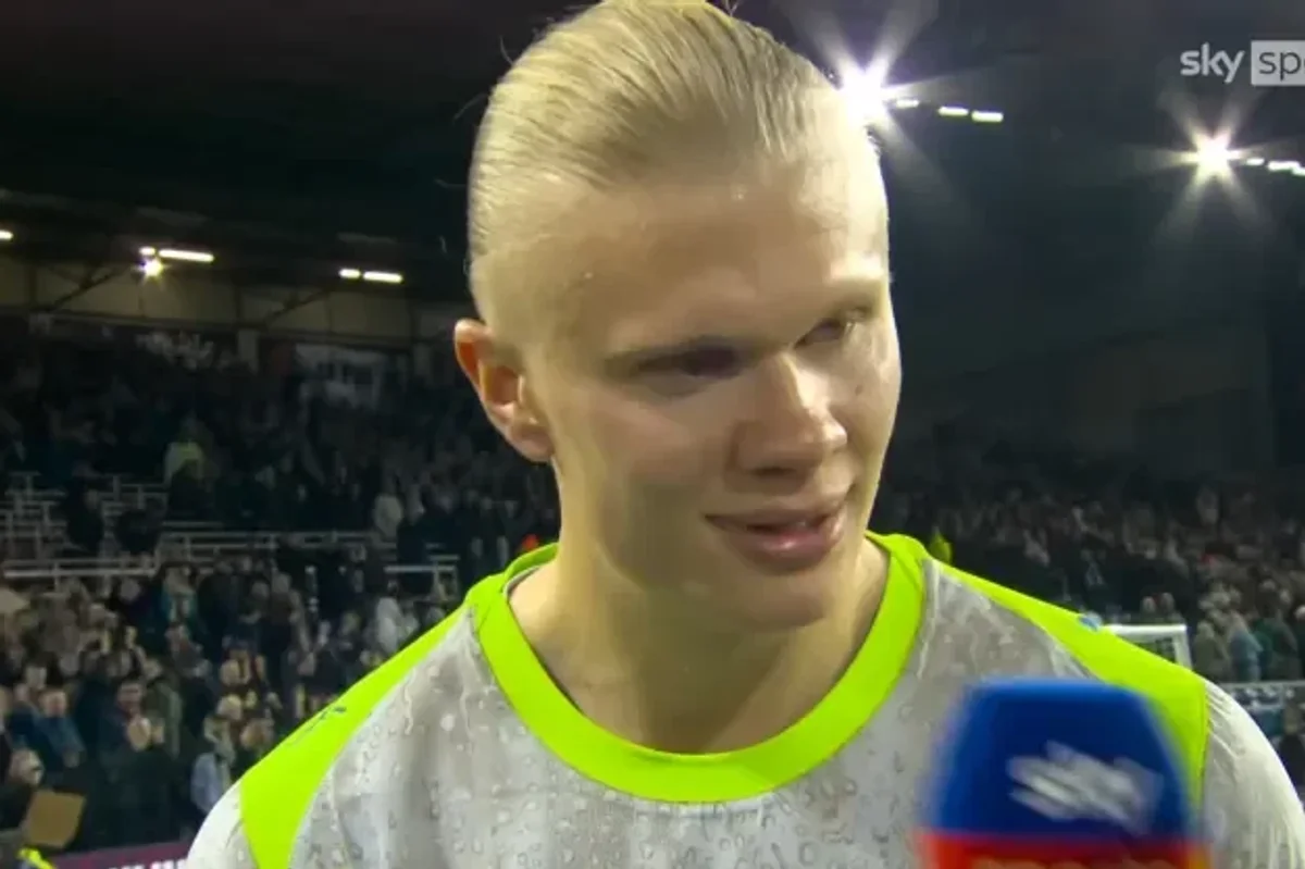 Erling Haaland irritated by Sky Sports reporter after firing Man City to Burnley win