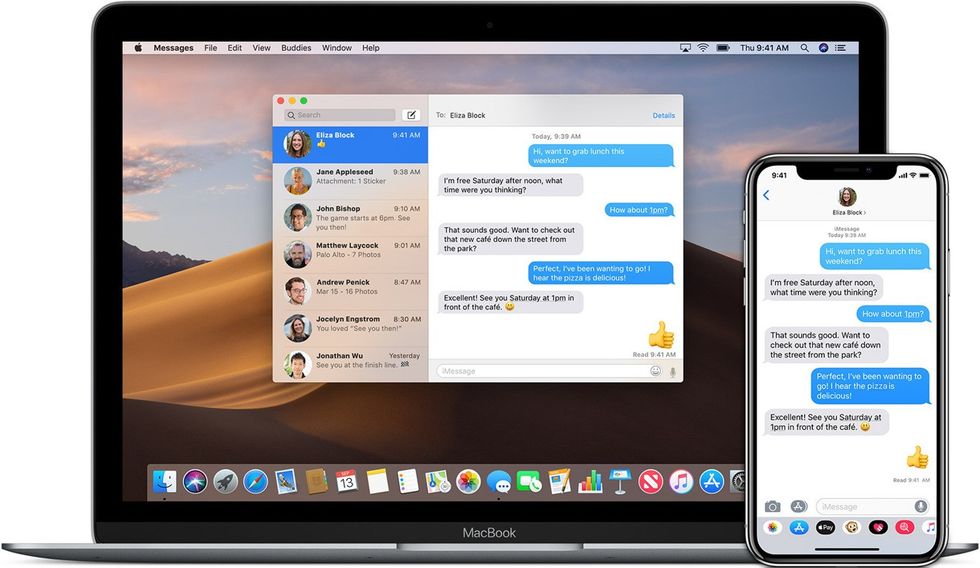 imessage shown on macbook and iphone
