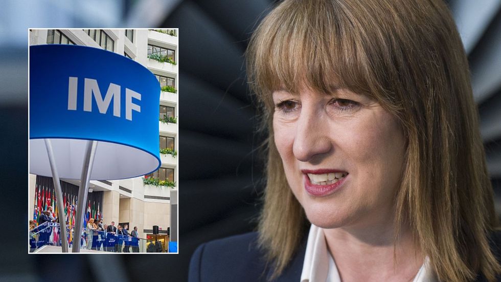 IMF sign and Rachel Reeves