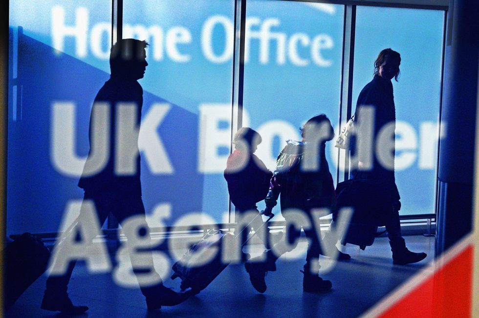 Immigration and border control signs at Edinburgh Airport